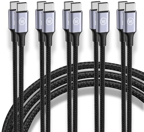 Wicked Chili 5x USB C Kabel 1m, 100W Ladekabel USB-C, DP Alt Mode, 10GBps | Für iPhone 17, 16, 15, Samsung Galaxy S24 S23 S22 MacBook Pro Air iPad Switch LG (10 GBps, Video 4K@60Hz, Fast Charge)