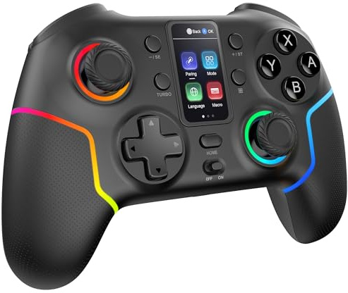 Mars Gaming MGP-V3, Gamepad Wireless ARGB, Tripla Connessione Bluetooth 5.0/2.4GPRO / Cavo, Schermo LCD a Colori, Joystick e Grilletto Hall Effect, Switch|Switch 2|PC|Android|iOS 13.0+, Nero