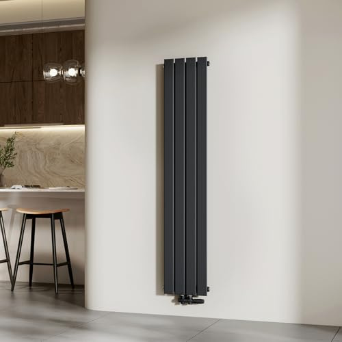 EMKE Radiatore ad Acqua 160 x 30,4 cm,Nero Opaco,501 W,7 m²