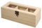 Rayher 62598000 Holz-Teebox, 21,5 x 9 x 7 cm, 3 Fächer, naturbelassen, mit Schwenkverschluss, Teekasten, Teebeutelbox, Holzbox zur Aufbewahrung von Teebeuteln, Kaffeepads, Gewürzen etc.
