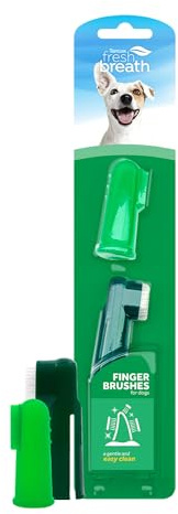 Fresh Breath by TropiClean Finger Toothbrush for Dogs - Gentle & Easy Clean - Helps Remove Plaque & Tartar - Ideal for Sensitive Gums - 2 pack