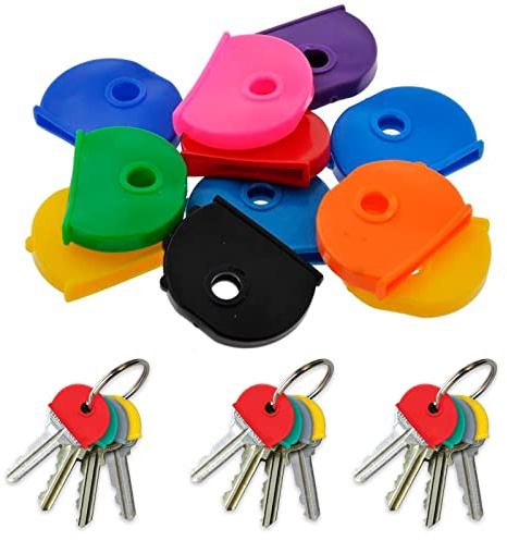 Fabulouz Key Covers Caps, 10 Pcs Coloured PVC Keycaps for House Keys | Key Identifiers and Toppers for Quick Recognition, Durable Everyday Design, For Organising Household, Office and Garage Keys