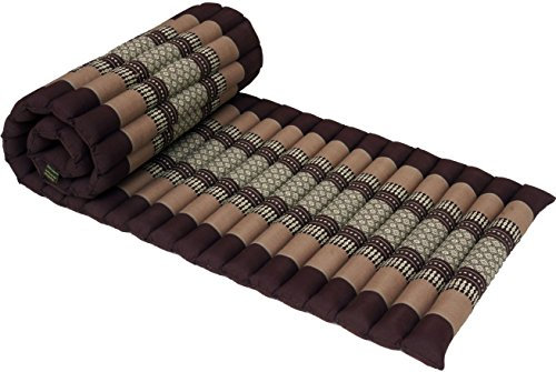 GURU SHOP Rollbare Thaimatte, Bodenmatte mit Kapokfüllung - Braun, 4x55x180 cm