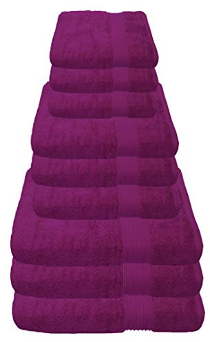 Julie Julsen 9 TLG Handtuchset 3 Badetücher 3 Handtücher 3 Gästetücher Reine Baumwolle über 30 Farben Fuchsia
