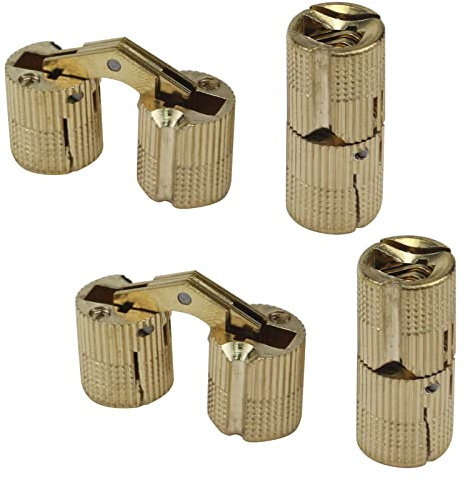 Antrader 4 Stück 14 mm versteckte Messing-Scharniere zylindrisch unsichtbar verdeckte Möbelscharniere 180 Grad Öffnungswinkel