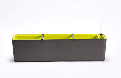 Plastia Maceta de riego automático (80 cm), Color Gris y Verde
