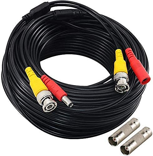 Yeung Qee Câble d'alimentation vidéo BNC avec 2 connecteurs femelles pour caméras de sécurité et systèmes de surveillance HD CCTV DVR (50M)