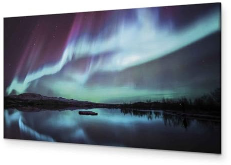 murando - Wandbilder XXL Polarlicht 150x50 cm - Vlies Leinwandbild 1 Teilig Kunstdruck modern Wandbilder XXL Wanddekoration Design Wand Bild Panoramabild - Nordlicht Island Nacht