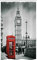 ABAKUHAUS London Schmaler Duschvorhang, Telefonzelle Big Ben, Badezimmer Deko Set aus Stoff mit Haken, 120 x 180 cm, Grau Rost
