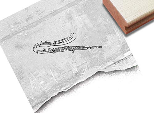 Stempel Motivstempel Flöte Querflöte - 3 Größen - Bildstempel Musikinstrument Karten Gutschein Basteln Deko Scrapbook Geschenk - zAcheR-fineT (klein ca. 14 x 49 mm)