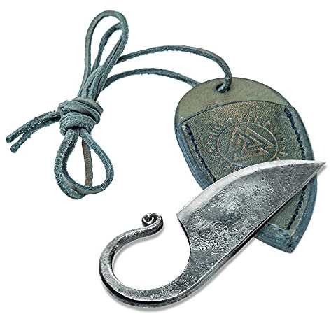 Toferner - Cuchillo de acero celta - Forjado a mano y aspecto vintage - Elegante diseño antiguo - Incluye estuche de cuero auténtico(Verde)