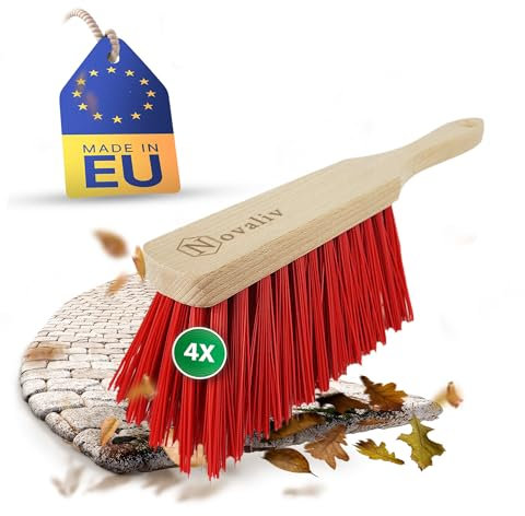 Novaliv 4er Set Handfeger Klein ELASTONBORSTEN Handbesen Holz Kehrwisch Industriehandfeger Auto Schneebesen Holz Hand Brush Handfeger Grob Handfeger Camping Besen Vorzeltteppich Wohnwagen