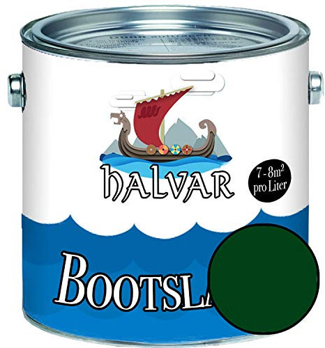 Halvar 2-K MATT Yachtlack Grün RAL 6000-6037 Bootslack für GFK/Polyester/Kunststoff 2-Komponenten Lack inkl. Härter (1 L, RAL 6005 Moosgrün)