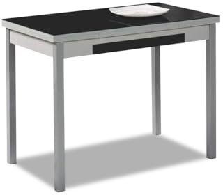 ASTIMESA Mesa de Cocina con Alas de Cristal Negro