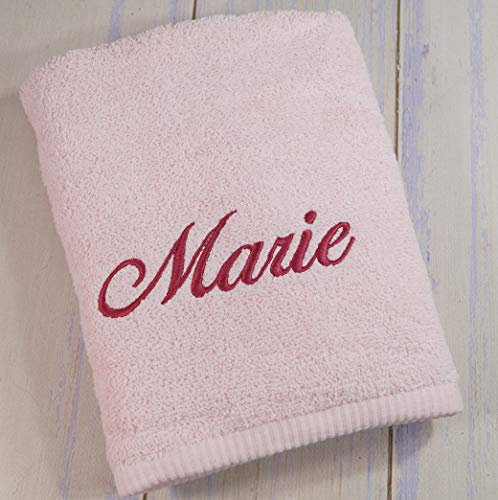 Generisch ★ Handtuch mit Namen Bestickt ★ Duchtuch ★ Geschenk ★ Badetuch ★ 500 g/m2 ★ (Hellrosa, 70 x 140 cm)