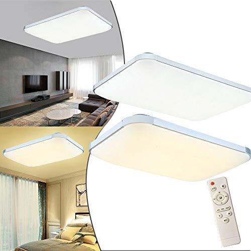AufuN LED Deckenleuchte Dimmbar 72W Deckenlampe mit Fernbedienung Wohnzimmer Lampe für Schlafzimmer, Kinderzimmer, Küche, Büro, Flur, Bad, Innen IP44, Rechteck
