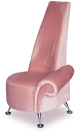 Poltrona lounge in velluto rosa antico con solo bracciolo, altezza 121 cm.