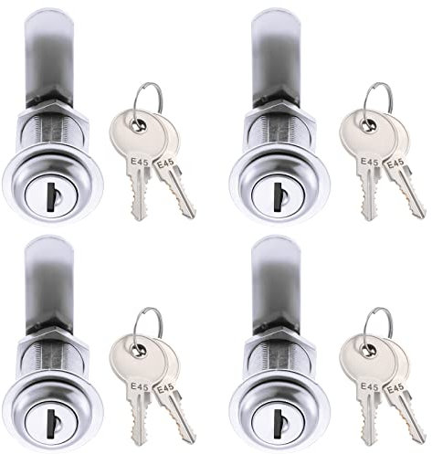 Lot de 4 verrous de sécurité pour boîte aux lettres, 30 mm, serrure à came de rechange pour armoire, tiroir, serrure de sécurité avec 8 clés identiques pour boîte aux lettres, placards