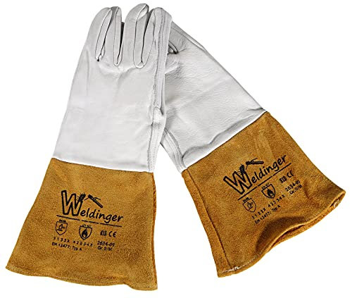 WELDINGER WIG-Star Gr. M/9 Schweißerhandschuhe Premium-Qualität feines Leder mit Stulpen