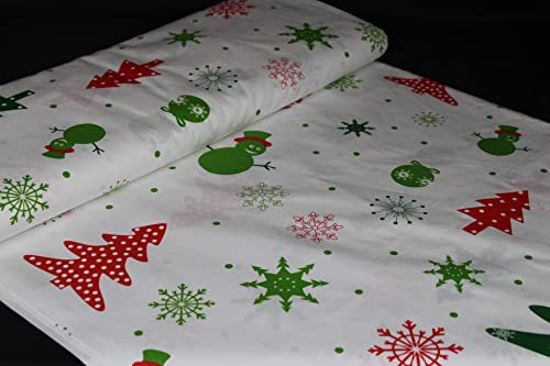 240 cm Popeline Baumwollstoff Meterware ab 50cm aus Baumwolle Stoff Patchwork Basteln mit ÖKO-TEX Zertifikat Weihnachten (Tannenbaum-Schneeflocken)