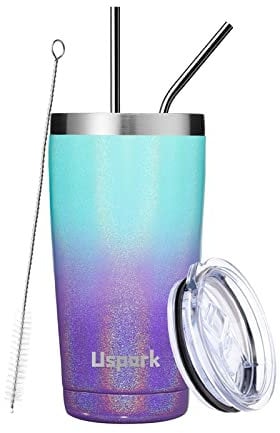 UsparkMC 20oz 550ml Tumbler Stainless Steel with Lid and Straw,Double Wall Vacuum Insulated Coffee Travel Mug for Hot & Cold,Reusable Cup,BPA Free