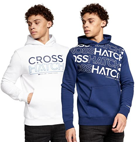 Crosshatch - Mens 'HENSAL' Everyday Essential Multipacks - 2 Pack Hoodies (L, Navy/White)