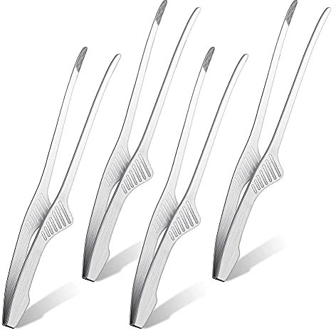 Evarbuild Korean and Japanese BBQ Tongs -Standing Tongs Non- Cooking Utensils Steel Tongs
