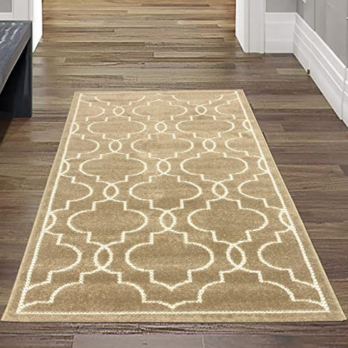 Orientalischer Läufer Teppich | In- & Outdoor | warme Farben - beige Größe 80x150 cm