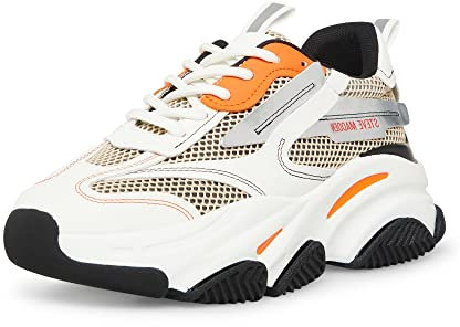 Steve Madden Damen Possession Schuhe, Weiß/Grau/Orange, 38 EU
