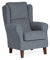 Sillonea- Sillón orejero Venecia, Acolchado con Poco Fondo. Butaca con Respaldo para Salón, Dormitorio o Sala de Espera. Sillón Individual de 104x77x74 cm en Marengo/Nogal