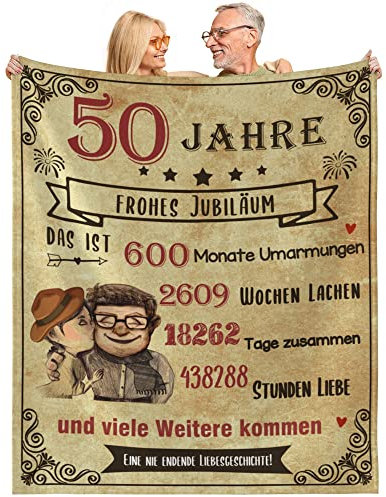MAST DOO Goldene Hochzeit Geschenke, Decke zum 50 Hochzeitstag Frauen Männer, Jahrestag Hochzeitstag Valentinstag Geburtstag Geschenke Für Sie Ihn, Superweiche Kuscheldecke Fleecedecke 150x200cm