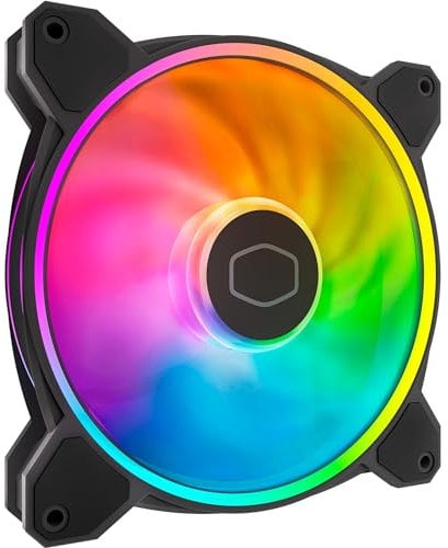 Cooler Master MasterFan MF140 Halo2 ARGB - Case & Cooling Fan, Dual Ring Addressable RGB Lighting, Rifle Bearing, Enlarged Air Balance Blades with Jam Sensor Protection & Upgraded Driver IC - 140mm
