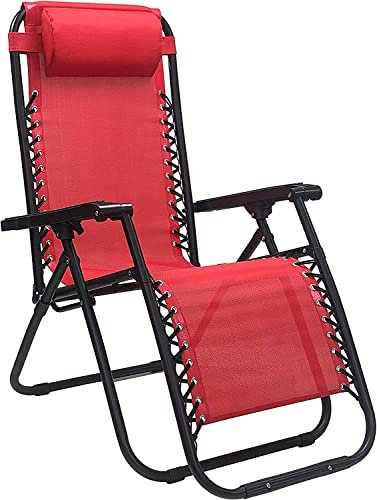 VIRSUS Sedia Gravity ''gravità zero'', poltrona relax pieghevole salvaspazio con tubi in acciaio reclinabile sedia a sdraio per piscina, lettino da spiaggia, poltrona da giardino (Rosso)