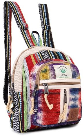 KayJayStyles Batik-Rucksack mit mehreren Taschen, handgefertigt, Himalaya-Hanf, Bohemain, Reisen, Wandern, Geldbörse, Batik, Small, Minipack Daypack Rucksäcke