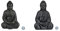 Relaxdays Buddha Figur sitzend, XL 70 cm & XL Buddha Figur sitzend, 50 cm hoch, Feng Shui, Outdoor, Garten Dekofigur, große Zen Buddha Statue, dunkelgrau