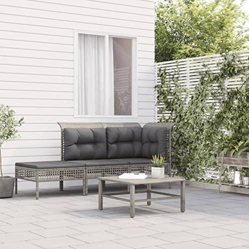 Festnight Balkon Sofa 3 Sitzer Balkon Lounge Rattan Gartensofa Balkonmöbel Keiner Ecksofa Garten Lounge Gartenmöbel Set Klein Gartenlounge Loungemöbel Terrasse Terrassenmöbel