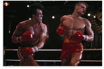 EVMILA Sylvester Stallone und Dolph Lundgren in Rocky IV Kampf-Poster, dekoratives Gemälde, Leinwand-Wandposter und Kunstdruck, modernes Familienschlafzimmer-Dekor-Poster, 50 x 75 cm