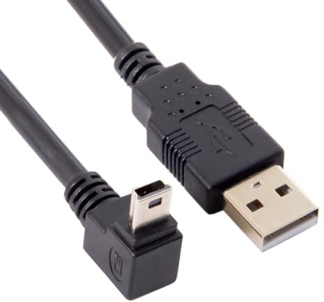 NFHK Mini USB tipo B, connettore 5 pin, angolo di 90 gradi su connettore USB 2.0, cavo dati, 5 metri con anima in gomma EMI, 50 cm