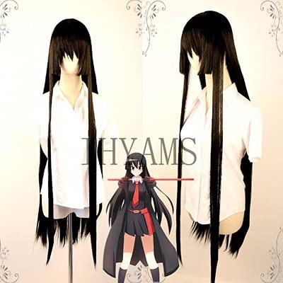 HBYLEE- Anime Coser Perücke, 100 cm, hitzebeständig, Akame Perücke, Anime Akame Ga Kill, Cosplay-Perücken, langes schwarzes Kunsthaar, Perückenkappe, Schwarz [Farbe:schwarze]