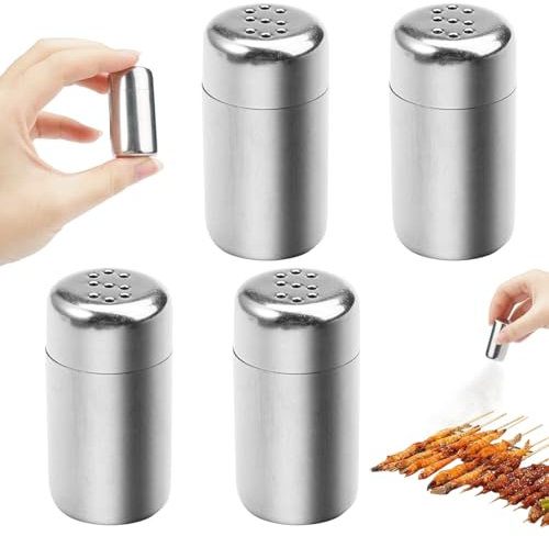 4 Pezzi Spargisale da Cucina, Mini Saliera Da Tavola In Acciaio, Sale E Pepe Set, Saliera In Acciaio Inox, Acciaio Inossidabile In Polvere Shakers Per Campeggio, In Viaggio, Bento Box, Ufficio