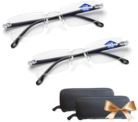 Rienan Smart Brille 2PCS Autozoom Brill Intelligente Brille Automatische Zoom Lesebrille Klare Fokus-Brille mit Automatischer Anpassung für Damen und Herren (2 Brillenetuis Im Lieferumfang Enthalten)
