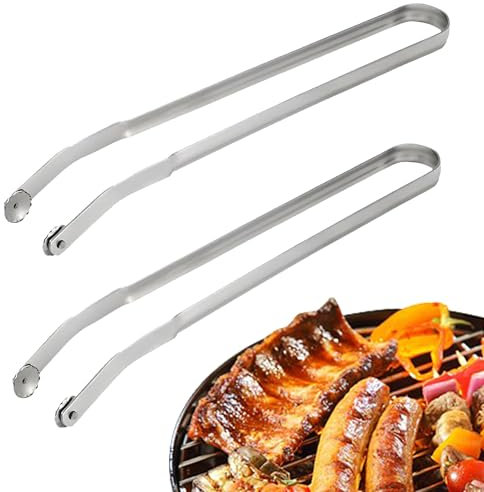 HBSFBH pince grill up viande, 2 pièce Pince à saucisse BBQ, Pince Retourne Saucisse, Pince Barbecue avec Roulette, BBQ Sausage Turning Tongs, Pince Cuisine Inox, pour Cuisine, Barbecue et plancha