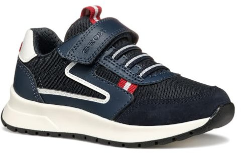 Geox J BRIEZEE Boy A, Zapatillas, Navy/Dk Red, 38 EU