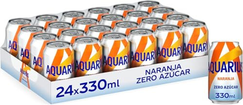 Aquarade original sabor naranja, bebida refrescante con sales minerales cero calorías y cero azúcares, pack de 24 latas de 330 ml, 7.92 litros en total