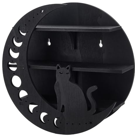 INFUNLY Mond Kristallregal Aus Holz Stern An Der Wand Montierter Kristallhalter Schwebendes Regal Kristallhalter Ständer Spirituelles Dekor Regal Für Edelsteine Ätherisches Öl Hexe Heim Schlafzimmer