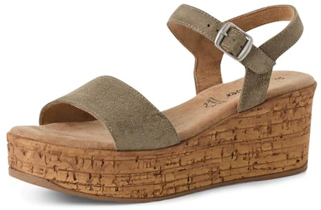 s.Oliver Damen Sandalen mit Keilabsatz aus Leder Sommer