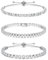 Dochais 3 Pezzi Set Bracciale Tennis Argento Donna, Bracciale Tennis Zirconi, Braccialetto con Strass, Braccialetti Diamond, Bracciale Glitterato per Ragazze Donne Gioielli Regalo