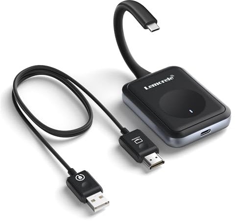 Lemorele USB C Wireless HDMI Transmitter and Receiver, 50M 5G USB-C HDMI Funk USBC für Mac-Book/Laptop/i.Phone 15/Kamera zu Monitor,Projektor,TV