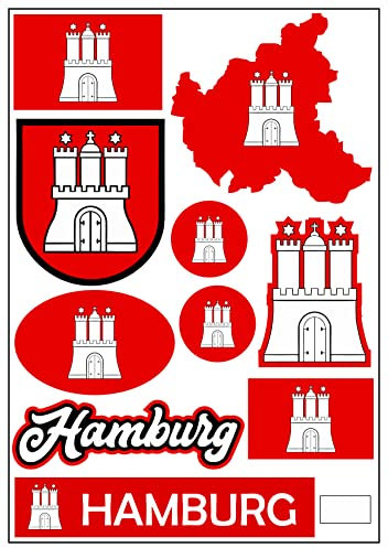 Daged Hamburg Flaggen Fahne Set 10 Stück Aufkleber selbstklebend Sticker BL