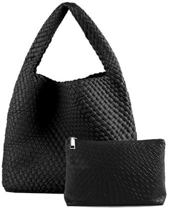 Gewebte Tragetasche für Damen, veganes Leder, handgewebte Handtaschen und Geldbörse, Schultertasche, Top-Griff, All-Match-Unterarmtasche